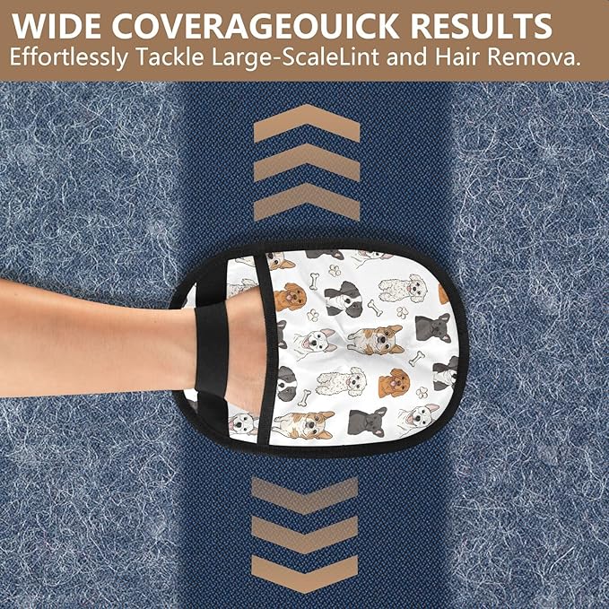Pet Grooming Gloves Reusable Dog & Cat Hair Remover for Furniture, Car Interiors Multi-Surface Deshedding Tool for Carpets, Bedding & Home Cleaning