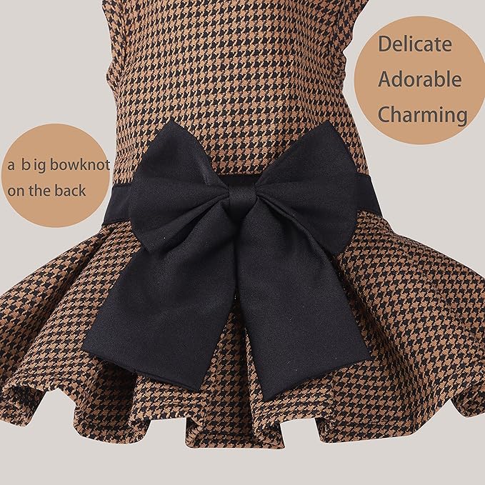 Pet Dresses for Small Dogs Cats Girl, Cute Princess Bowknot Dress Puppy Shirt All Weather Skirt Clothes Cat Apparel for Birthday Wedding Party Holiday (XX-Small, Yellow&Black)