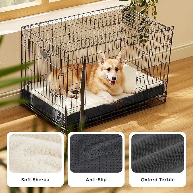 Bedsure Large Dog Bed for Crate - Comfy Flat Pet Beds with Removable Washable Cover, Orthopedic Egg Crate Foam Crate Mat, Suitable for Pet Up to 50 lbs