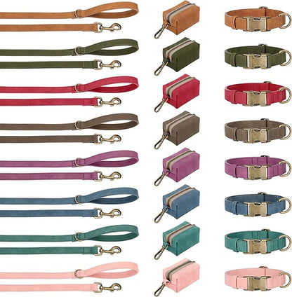Didog Soft PU Leather Dog Collar, Stylish Quick Released Dog Collars for Small Dogs, Easy Clean Adjustable Pet Collar for Daily Walking, Green, S Fit 10-16" Neck