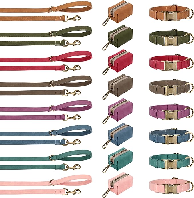 Didog Soft PU Leather Dog Collar, Stylish Quick Released Dog Collars for Small Dogs, Easy Clean Adjustable Pet Collar for Daily Walking, Red, S Fit 10-16" Neck