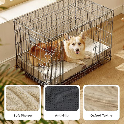 Bedsure Large Dog Bed for Crate - Comfy Flat Pet Beds with Removable Washable Cover, Orthopedic Egg Crate Foam Crate Mat, Suitable for Pet Up to 50 lbs