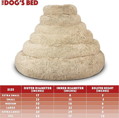 The Dog’s Bed Sound Sleep Donut Dog Bed, XXL Dog Beige Fur Calming Nest Bed Removable Cover, Veterinary Approved