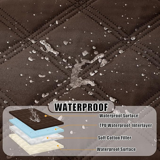 Smiry Waterproof Dog Bed Cover Blanket 52x82, Soft Reversible Pet Blanket, Washable Leakproof Cats Dogs Couch Cover for Sofa, Couch, Furniture, Lattice, Chocolate/Beige
