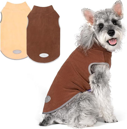 cyeollo Fleece Dog Sweater Vest, Reflective Dog Sweatshirt Pullover Pet Jacket for Small Medium Large Dogs Clothes Boy Girl Pets Warm Pet Clothes, Brown & Khaki XL