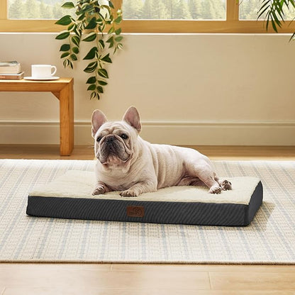 Bedsure Dog Bed Medium Size Dog - Comfy Flat Puppy Beds with Removable Washable Cover, Orthopedic Egg Crate Foam Pet Mat, Suitable for Pet Up to 30 lbs