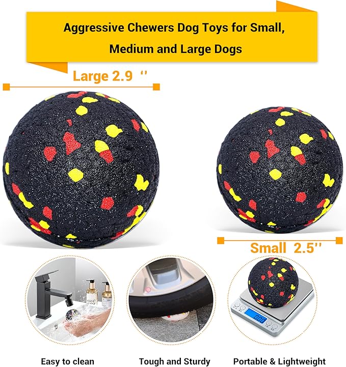 LIEVUIKEN Dog Balls Toys for Aggressive Chewers, Indestructible Durable Bouncy Floating Balls for Dogs to Fetch, Durable Solid Rubber Ball for Training Dog(2 Pack)