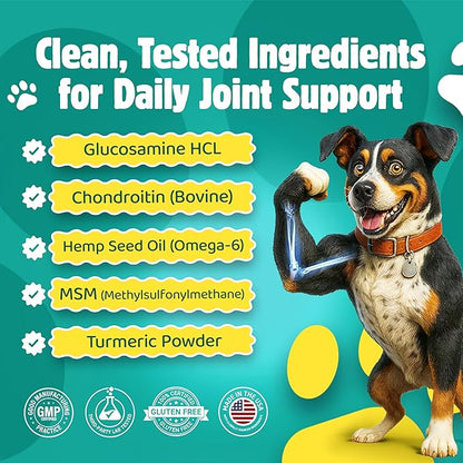 Love a Pet Advanced Hip & Joint Support – Joint Supplement for Dogs Bacon Flavor Soft Chews; MSM & Turmeric for Mobility & Glucosamine for Dogs – Dog Vitamins and Supplements, 120 Chews