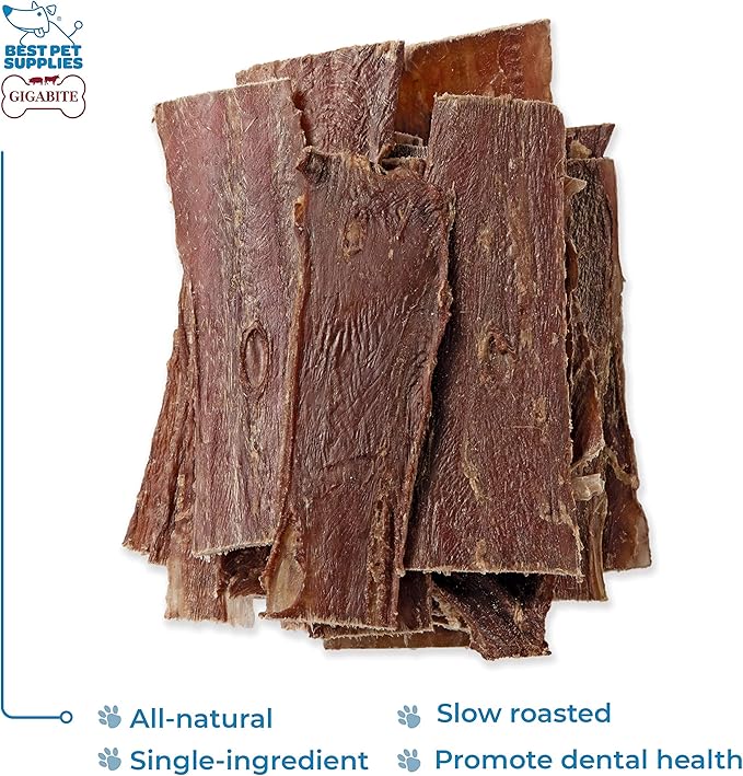 GigaBite Single Ingredient All Natural Free Range Bully Treats and Chews - Bully Sticks/Bladder Sticks/Beef Esophagus by Best Pet Supplies - Esophagus Strips (6 Inch), Pack of 22