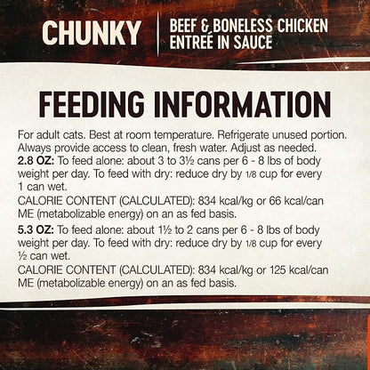 Wellness CORE Signature Selects Chunky Adult Wet Cat Food, Natural, Protein-Rich, Grain Free, 2.8 Ounce, 12 Pack (Beef & Chicken)
