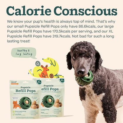 WOOF Pupsicle Refill Pops - Low-Mess Dog Snacks - with Peanut Butter and Beef - Dog Treats - Long Lasting - XL Pops - 5 Count - 2 Pack