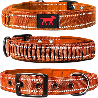 Tuff Pupper Heavy Duty Dog Collar with Handle | Ballistic Nylon Heavy Duty Collar | Padded Reflective Dog Collar with Adjustable Stainless Steel Hardware | Convenient Sizing for All Breeds