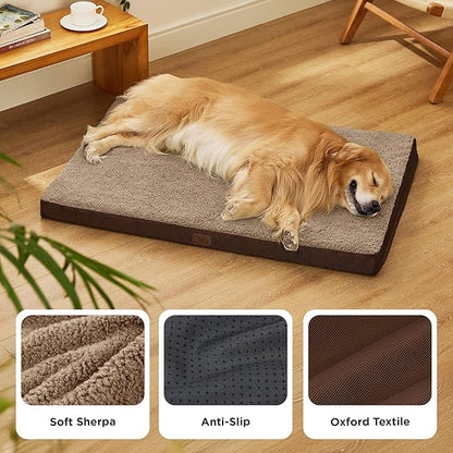 Bedsure XL Dog Beds Large Sized Dog -Comfy Flat Extra Large Pet Beds with Removable Washable Cover, Orthopedic Egg Crate Foam Mat, Suitable for Pet Up to 100 lbs