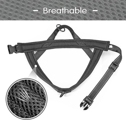 Didog No Pull Dog Harness with Soft Mesh Padded,Reflective & Quick Fit Light Weight Dog Strap Vest Harness,Easy for Walking Training (M:Chest 21-26", Mesh-Black)