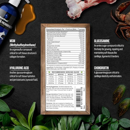 Best Paw Nutrition - Unflavored Liquid Glucosamine for Dogs & Cats - Chondroitin, MSM, Hyaluronic Acid - Dog Arthritis Home Remedy - Joint Supplement for Hip & Joint Pain Relief Pets Love - 16oz
