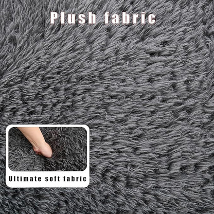 KEIKI 69" Human Dog Bed for Adults, Giant Plush Faux Fur Dog Bed with Adjustable Recliner, Foldable Nest Sofa Couch with Pillows for Bedroom or Living Room, Dark Gray