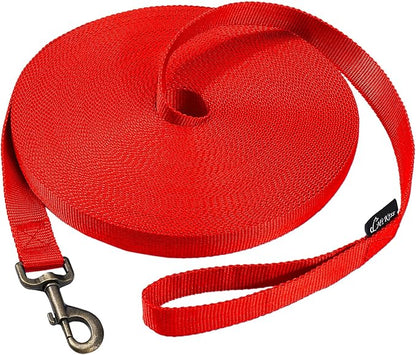 HIKISS Long Dog Leash Obedience Recall Training Agility Lead with Thickening Material for Large Dog - 15ft 20ft 30ft 50ft 100ft Training Leash(Red 100ft)