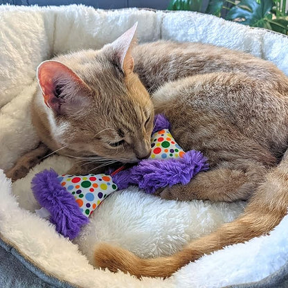 Huxley & Kent Plush Cat Toy | Party Hats | Birthday Strong Catnip Filled Cat Toy | Plush Interactive Kitten and Cats Toy with Catnip and Crinkle | Kittybelles