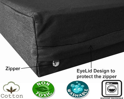 Dogbed4less Large Orthopedic Gel Infused Memory Foam Dog Bed, Waterproof Liner with Durable Canvas Cover, 41X27X4 Inch, Black (Fit 42X28 Crate)