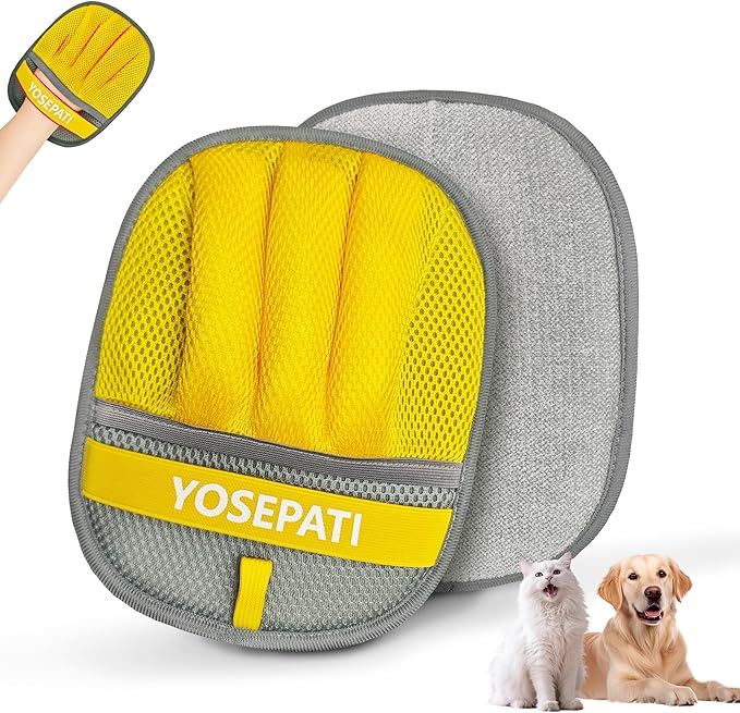 Thickened Ectrostatic Pet Hair Removal Glove for Cat & Dog, Upgraded Five-Finger Reusable Magic Brush Pet Hair Remover Tool for Couch, Clothing, Carpet & Car Seat, Cat Grooming Gloves