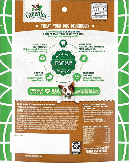 Greenies Veterinarian-Recommended, Limited-Edition Natural Dental Dog Treats Large Size, Gingerbread Flavor, 6 oz. Pack, 4 Count