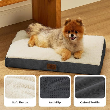 Bedsure Dog Bed for Small Dogs - Comfy Flat Puppy Beds with Removable Washable Cover, Orthopedic Egg Crate Foam Pet Mat, Suitable for Pet Up to 15 lbs