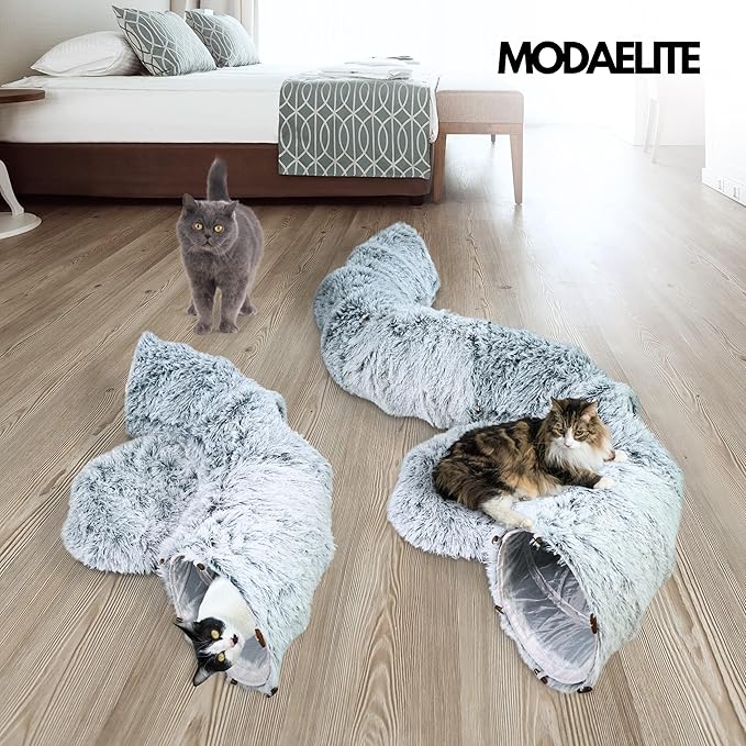 MODAELITE Circular Cat Tunnel for Indoor Cat - Indoor Cat Tunnel -Kitty Tunnel - Cats Toy - Grey