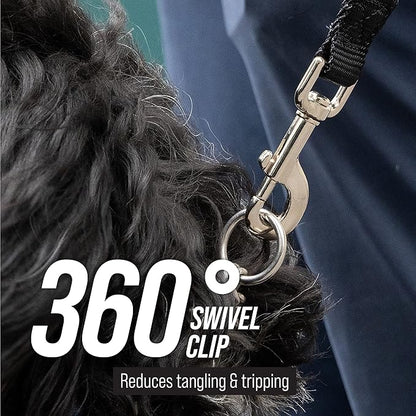 Leash Boss Free Range - Long Dog Leash for Large Dogs + Drawstring Backpack - 1 Inch Nylon Training Lead with Padded Handle (Black) (50 Ft)