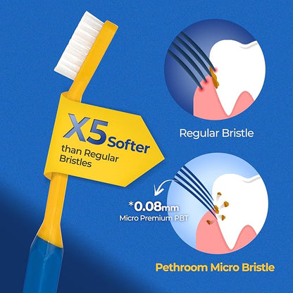 PETHROOM Pet Toothbrush | Dogs and Cats Teeth Brushing Cleaning Tooth Care | Soft Bristle Cleaning Toothbrush for Dog Puppy Cat, Removing Old Plaque and Tartar (Medium)