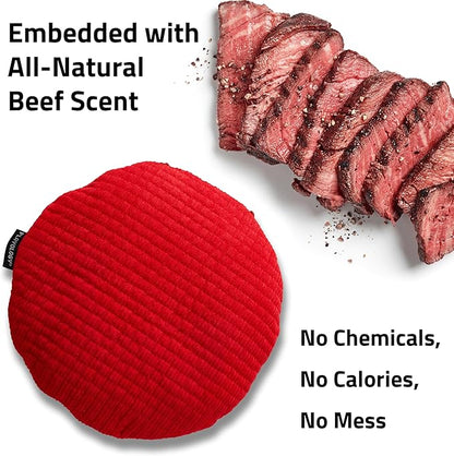 Playology Dog Toys | Plush Toy Crinkle Disc for Dogs | Jumbo Beef Scented Toy - Easy to Clean and Made from Non Toxic Materials