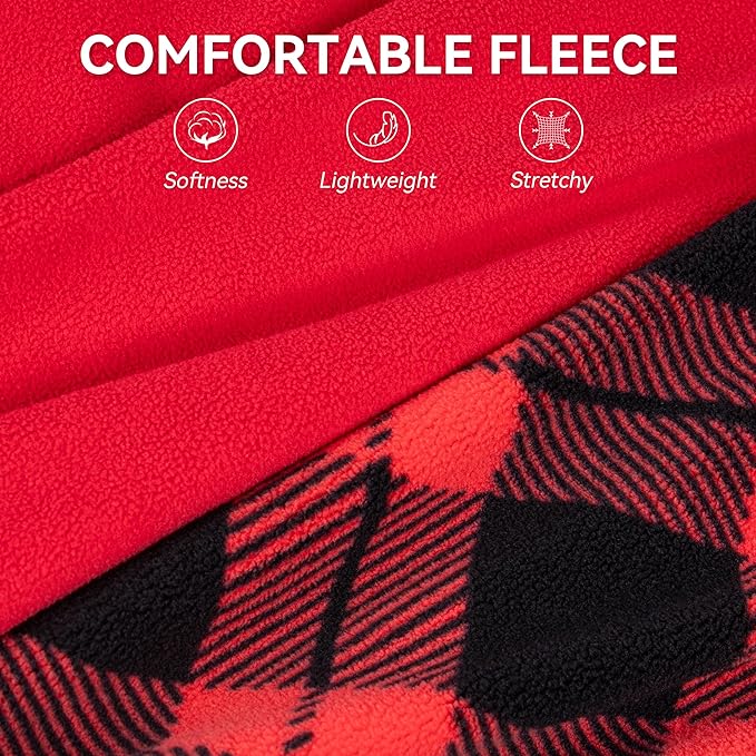 cyeollo 2 Pack Small Fleece Chritsmas Dog Sweater, Stretchy Pullover Soft Dog Jacket Reflective Female & Male Sweatshirt Pet Clothes Coats for Small Dogs Boy & Girl, Red & Buffalo Plaid L