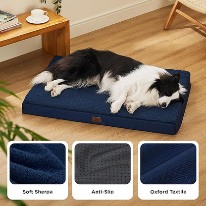 Bedsure Dog Beds Large Sized Dog - Comfy Flat Pet Beds with Removable Washable Cover, Orthopedic Egg Crate Foam Puppy Mat, Suitable for Pet Up to 65 lbs