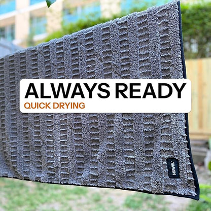 Dry Dog Towel for Drying Dogs Large, Medium & Small | Ultra Absorbent Plush Microfiber | Quick-Drying Double-Sided Design | 43" x 35" Lightweight & Machine Washable Dog Bath Towel | Grey