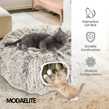 Circular Cat Tunnel for Indoor Cat - Indoor Kitty Tunnel - Cats Toy - Brown