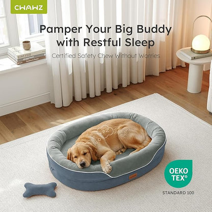 CWAWZ XL Orthopedic Dog Bed, Extra Large Dog Bed, Dog Sofa for Large Sized Dogs with Full-Surround Bolsters, Dual-Sided Dog Cooling Bed with Memory Foam, Washable Sofa with Nonslip Bottom, Dark Grey