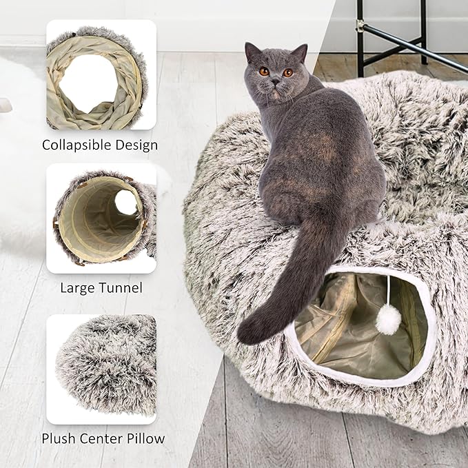 Circular Cat Tunnel for Indoor Cat - Indoor Kitty Tunnel - Cats Toy - Brown