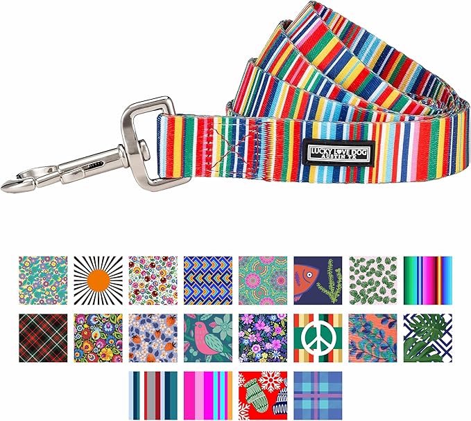 Lucky Love Dog Leash, Beautiful Vivid Patterns, Durable & Long Lasting (Hippie, Small)