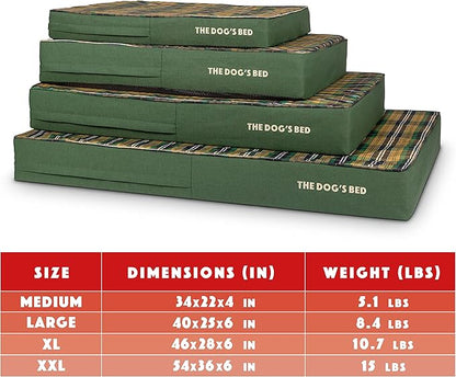 The Dog’s Bed Orthopedic Memory Foam Dog Bed, XXL Green Tartan, Pain Relief for Arthritis, Hip & Elbow Dysplasia, Post Surgery, Lameness, Supportive, Waterproof Washable Cover, Veterinary Approved