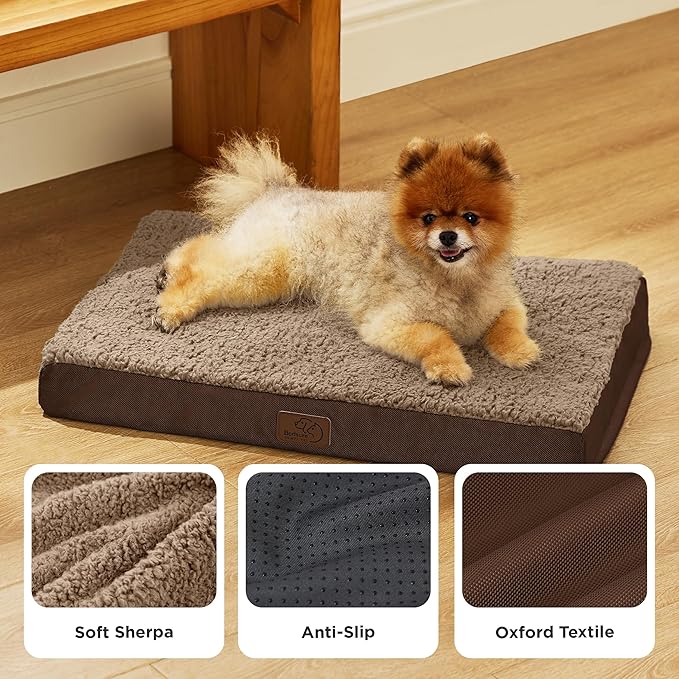 Bedsure Dog Bed for Small Dogs - Comfy Flat Puppy Beds with Removable Washable Cover, Orthopedic Egg Crate Foam Pet Mat, Suitable for Pet Up to 15 lbs