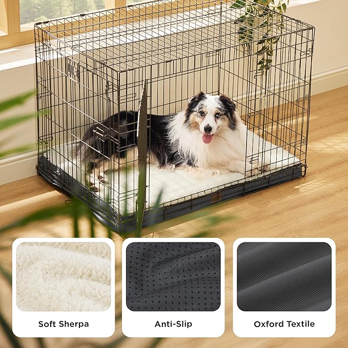 Bedsure XL Dog Bed for Crate - Large Comfy Flat Pet Beds with Removable Washable Cover, Orthopedic Egg Crate Foam Crate Mat, Suitable for Pet Up to 90 lbs