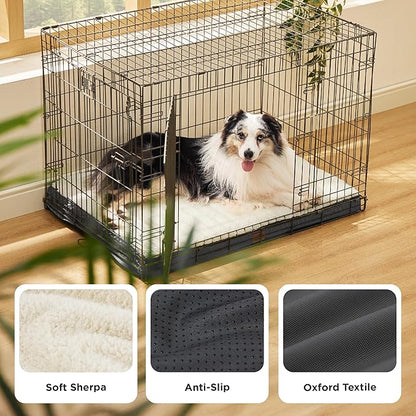 Bedsure XL Dog Bed for Crate - Large Comfy Flat Pet Beds with Removable Washable Cover, Orthopedic Egg Crate Foam Crate Mat, Suitable for Pet Up to 90 lbs