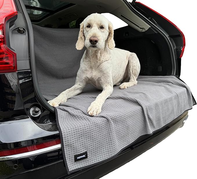 Dog Towel Blanket for Drying Dogs and Cover for Car Back Seat, XLarge 71" x 59", Ultra Quick Dry and Absorbent Microfiber, Light Weight, Machine Washable, Soaks Over 1.5L, Grey, Beach to Boot