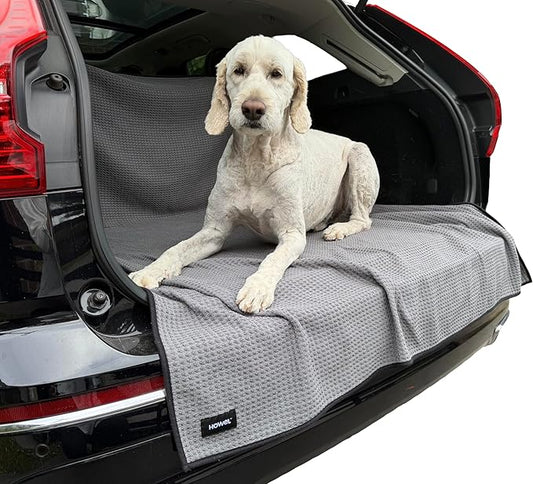 Dog Towel Blanket for Drying Dogs and Cover for Car Back Seat, XLarge 71" x 59", Ultra Quick Dry and Absorbent Microfiber, Light Weight, Machine Washable, Soaks Over 1.5L, Grey, Beach to Boot