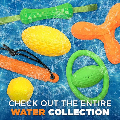 Playology Hound2O Dog Toys | Squeaky Tug Ball Toy for Tug of War | Green Floating Outdoor Toy - Easy to Clean and Made from Non Toxic Materials