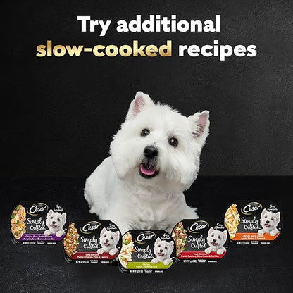 Cesar Simply Crafted Adult Wet Dog Food Toppers for Dry Food, Beef, Chicken, Purple Potatoes, Peas & Carrots, 1.3 oz Tubs, 10 Count