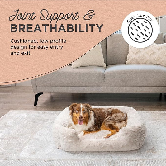 Best Friends by Sheri Soothe & Snooze Lounge Lux Memory Foam Rectangular Dog Bed, Washable, Oyster, Large 36" x 27"