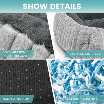 Dog Beds for Extra Large Dogs 39x32 Inch, Comfort-Sided Orthopedic XL Dog Bed Couch with Breathable Shredded Memory Foam, Faux Rabbit Fur Pet Bed, Non-Detachable, Non-Slip, Machine Washable