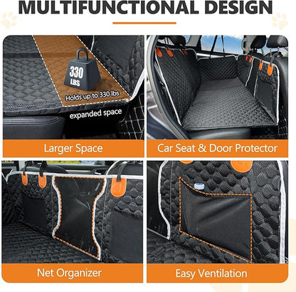 ANOSOSPECIAL Back Seat Extender for Dog,Waterproof Hard Bottom Dog Car Seat Cover for Back Seat Protector,Foldable Pet Hammock Bed,Easy Clean Travelling Accessories Car SUV Truck (Black)