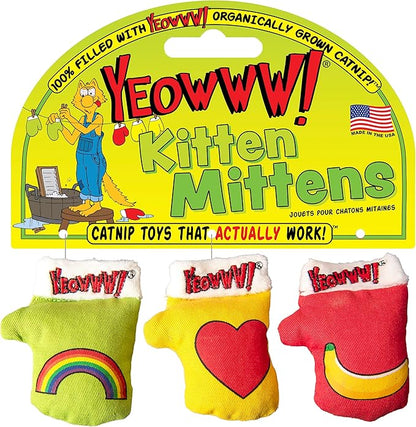 Yeowww! Catnip Kitten Mittens 3-Pack Cat Toy