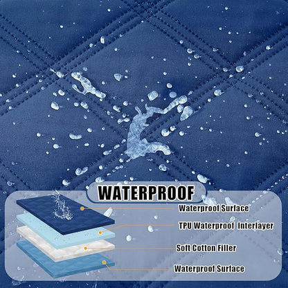 Smiry Waterproof Dog Bed Cover Blanket 40x70, Soft Reversible Pet Blanket, Washable Leakproof Cats Dogs Couch Cover for Sofa, Couch, Furniture, Lattice, Navy/Blue